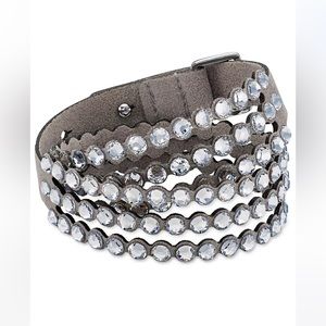Swarovski wrap bracelet / Silver-Tone Crystal & Fabric Wrap Bracelet